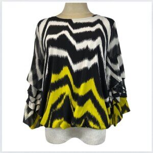 Alfani Zebra Stripe 3/4 Bell Sleeve Blouse, PM